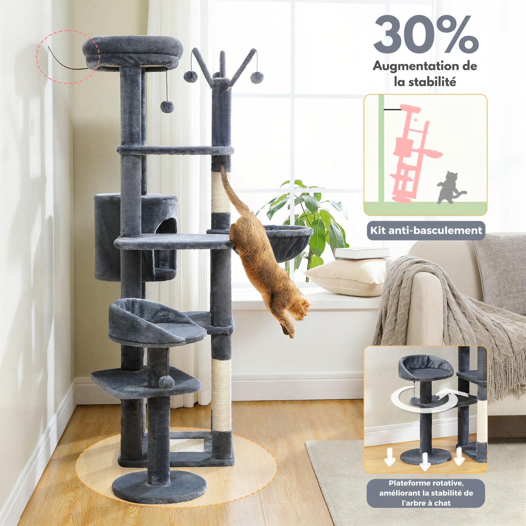 Grand Arbre à Chat pour Plusieurs Chats