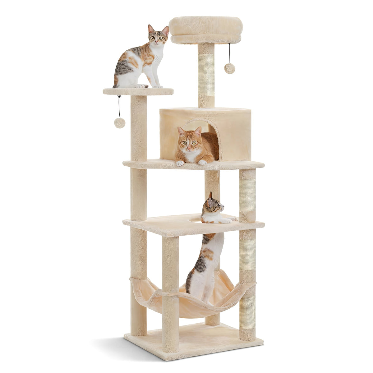 Cat tree 55 in / 140 cm Beige Cat & Cosy
