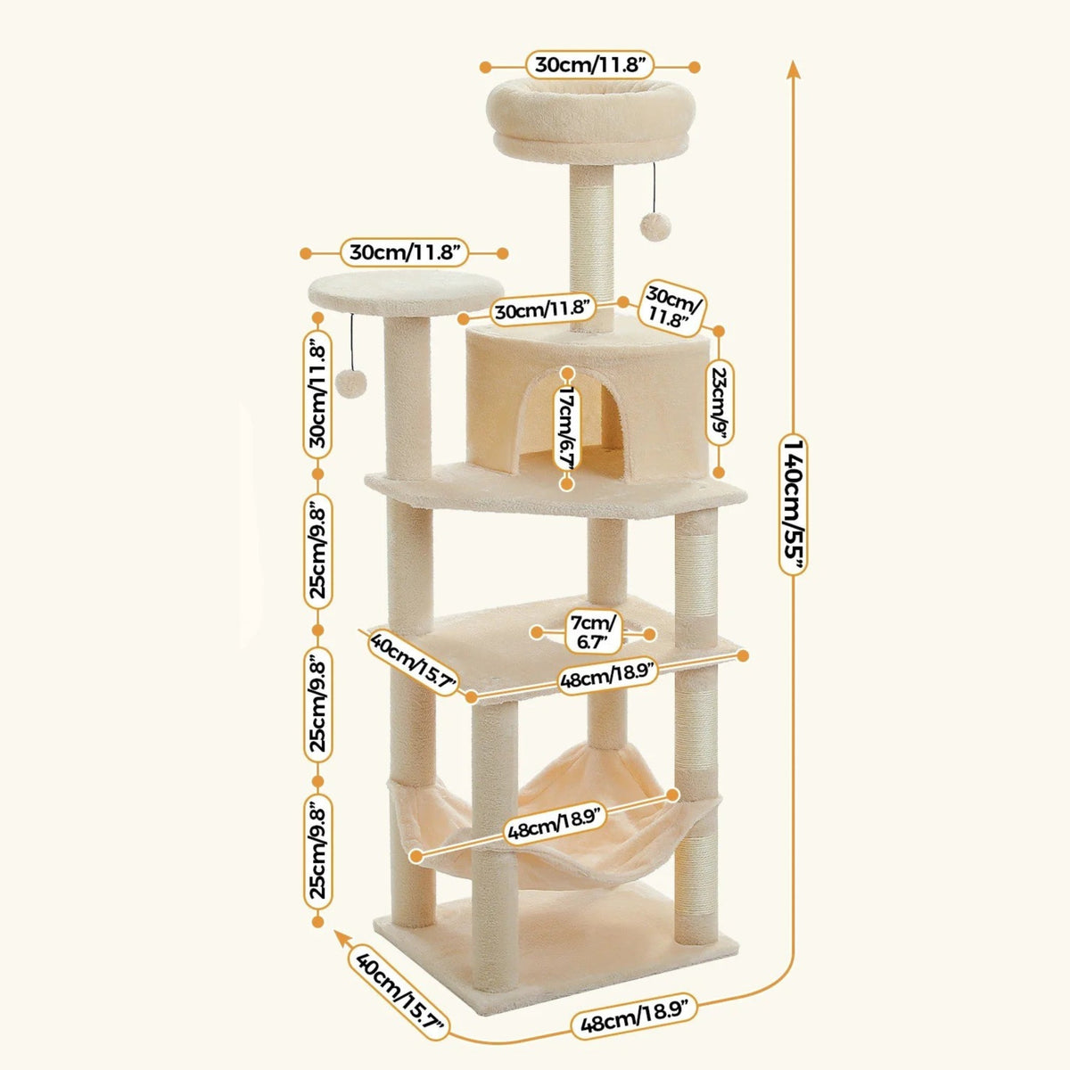 Cat tree 55 in / 140 cm Cat & Cosy