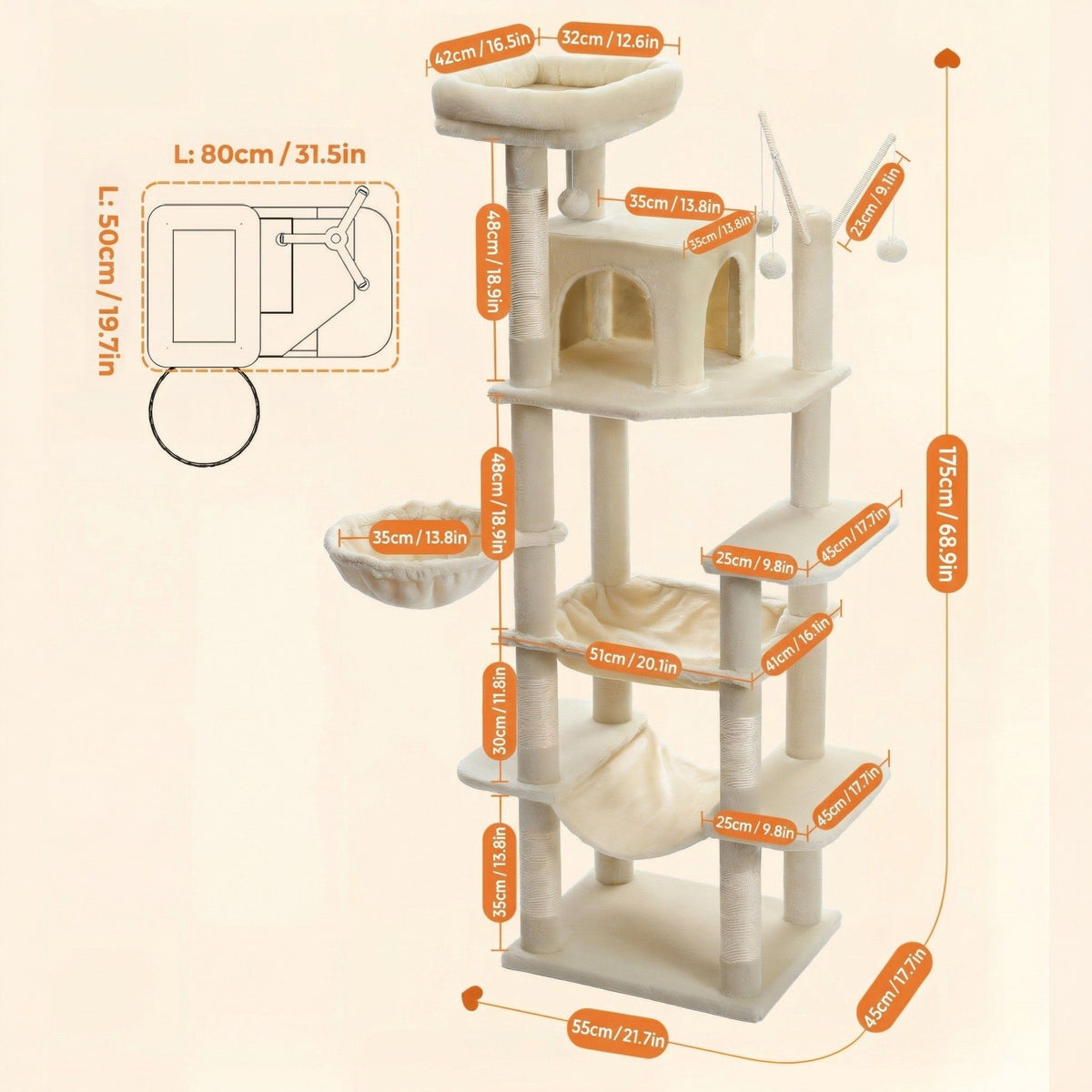 Cat tree 69 in / 175 cm Cat & Cosy