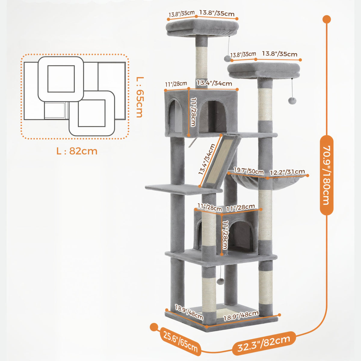 Cat tree 71 in / 180 cm Cat & Cosy