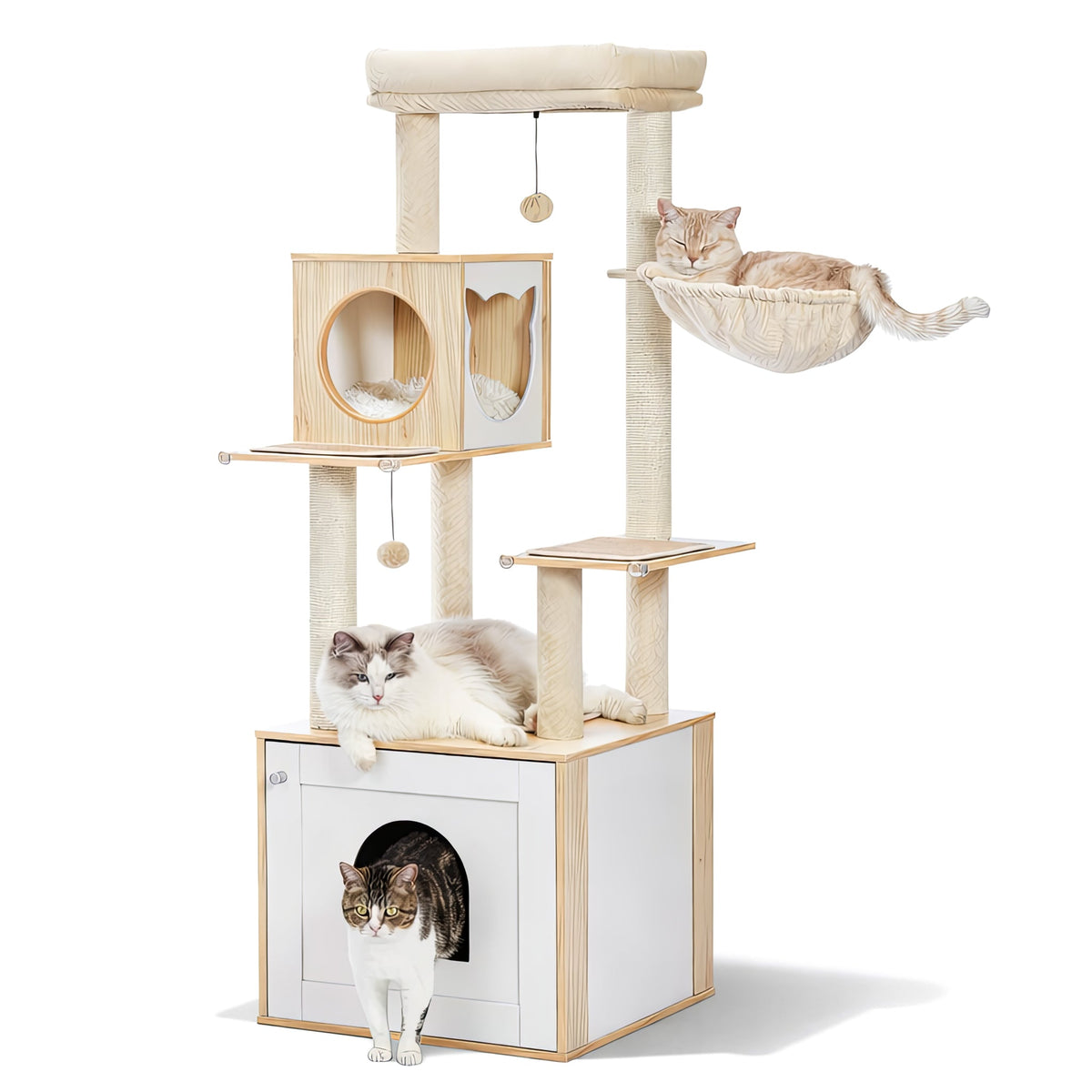 Cat Tree in Wood with Litter Box Cat & Cosy