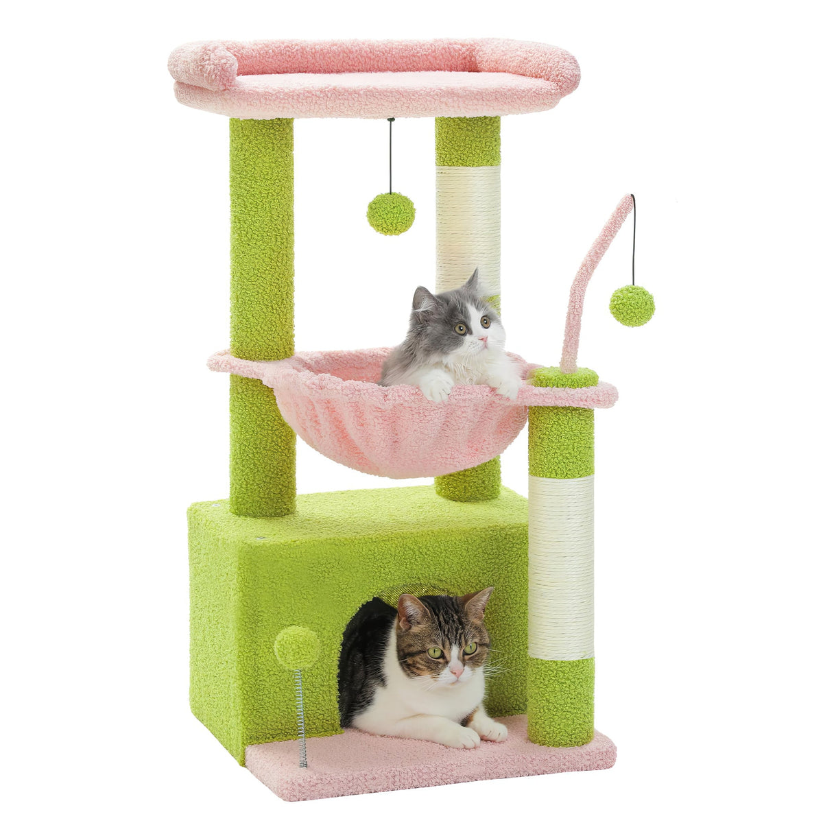Cat tree small apartment Pink/Green Cat & Cosy