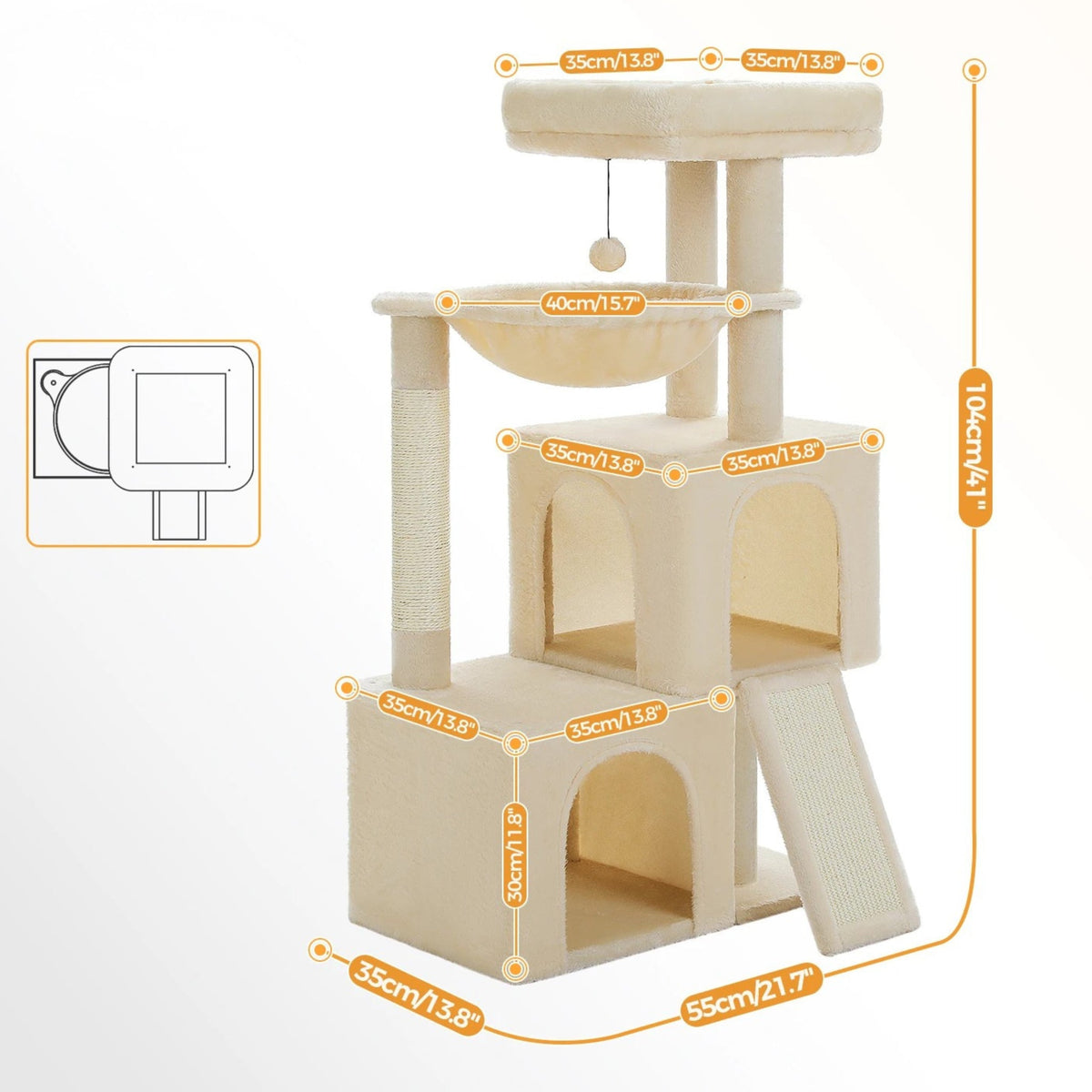 Cat tree with 2 cubbies Cat & Cosy