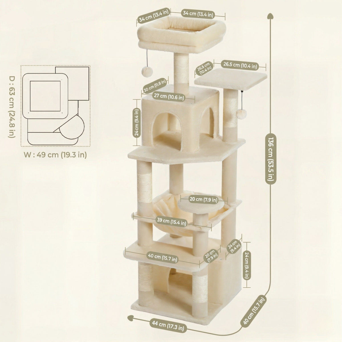 Large Beige Cat Tree Cat & Cosy