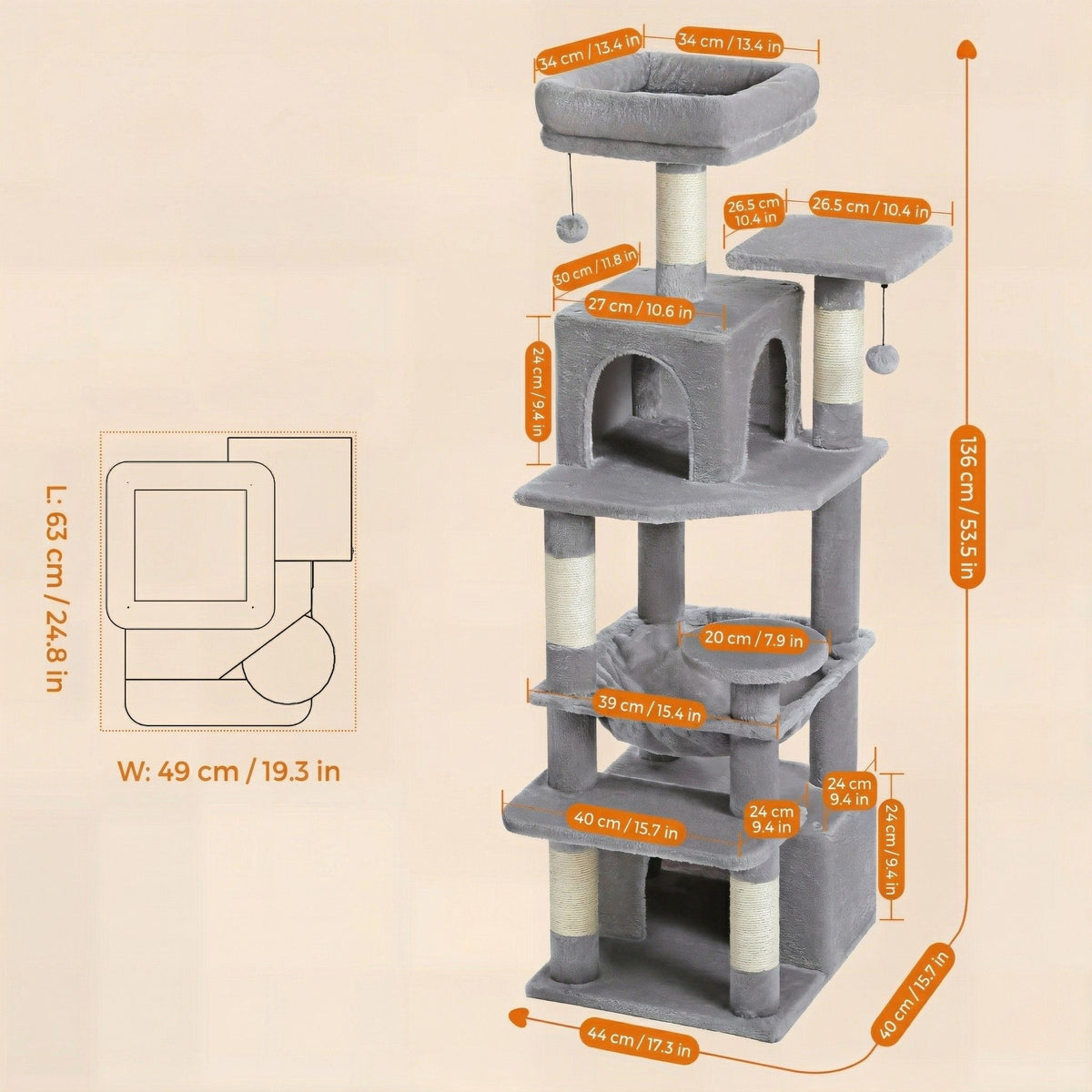 Large Grey Cat Tree Cat & Cosy