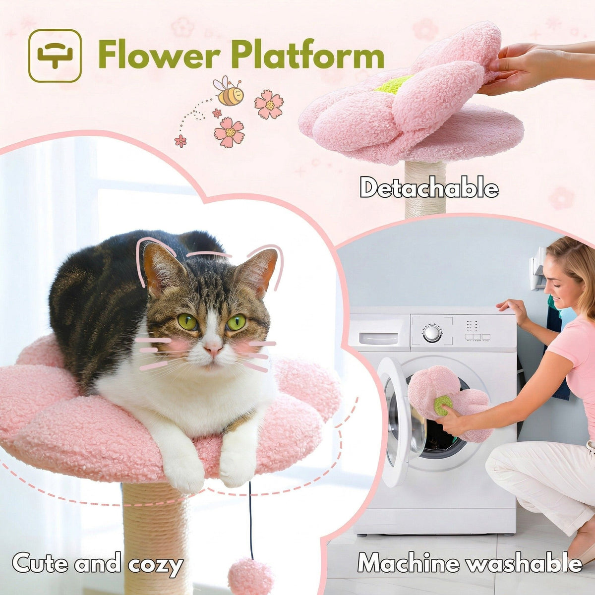 Pink flower cat tree Cat & Cosy
