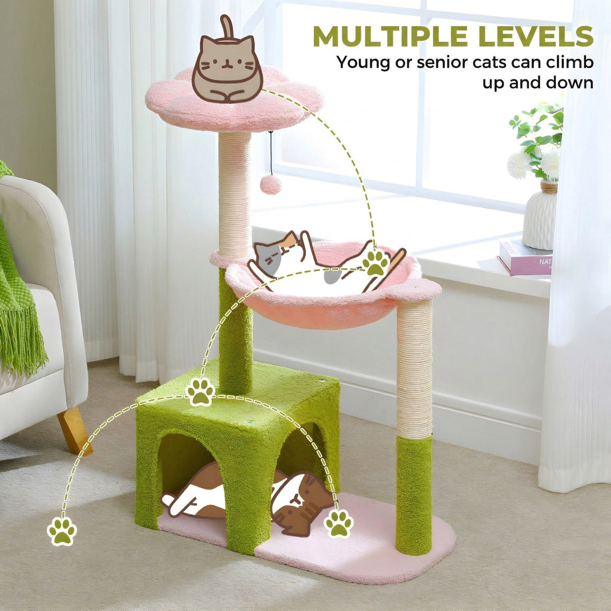 Pink flower cat tree Cat & Cosy