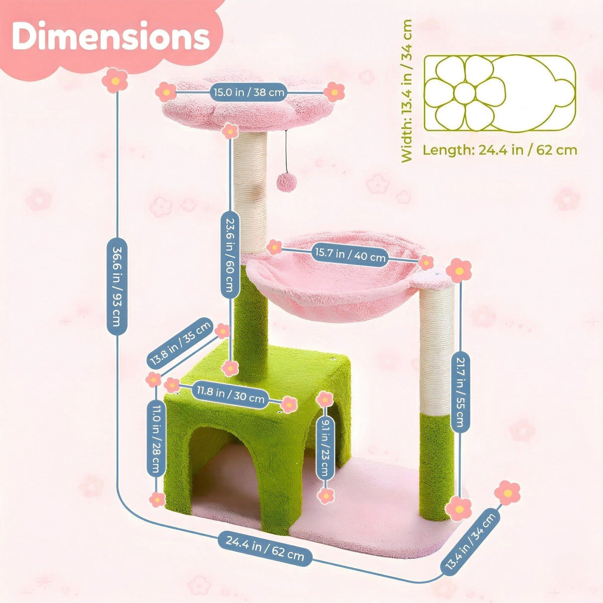 Pink flower cat tree Cat & Cosy
