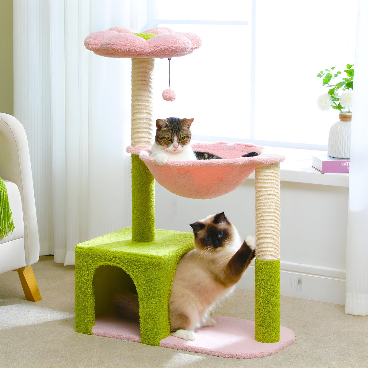 Pink flower cat tree Cat & Cosy