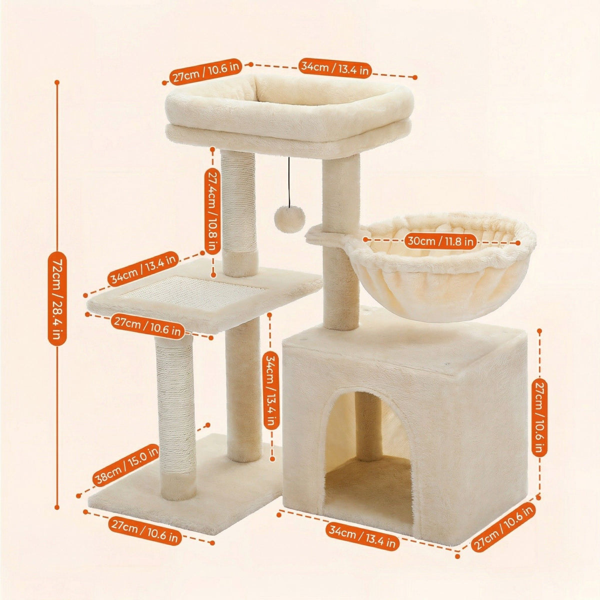 Small Beige Cat Tree Cat & Cosy