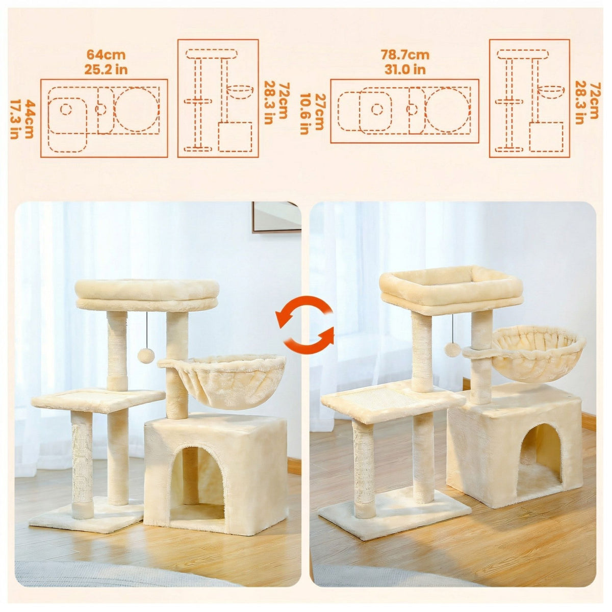 Small Beige Cat Tree Cat & Cosy