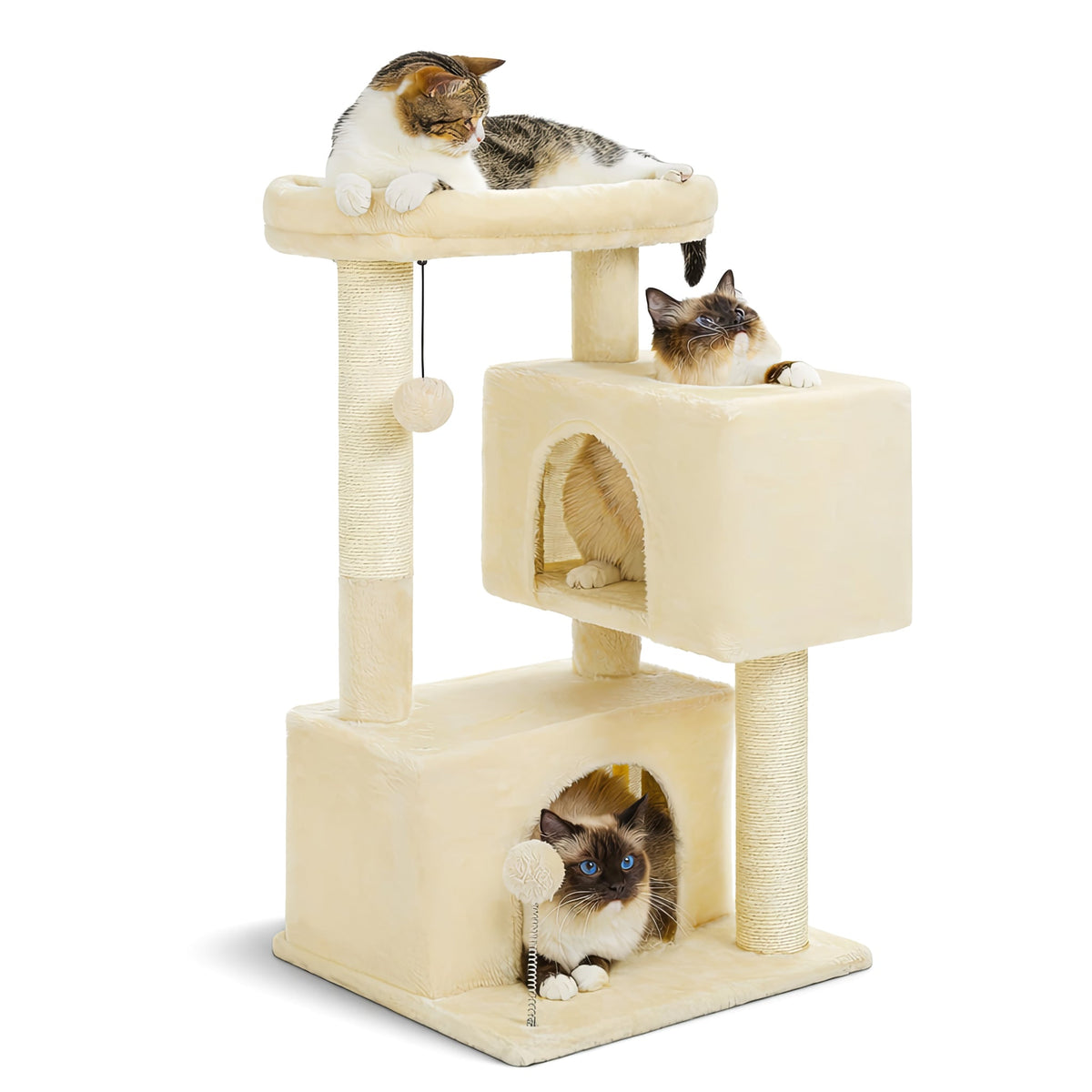 Small Cat Tree 3 Levels Beige Cat & Cosy