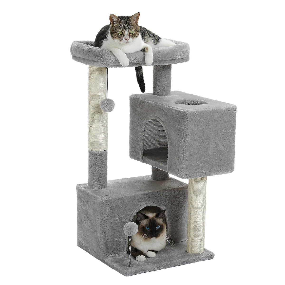 Small Cat Tree 3 Levels Grey Cat & Cosy