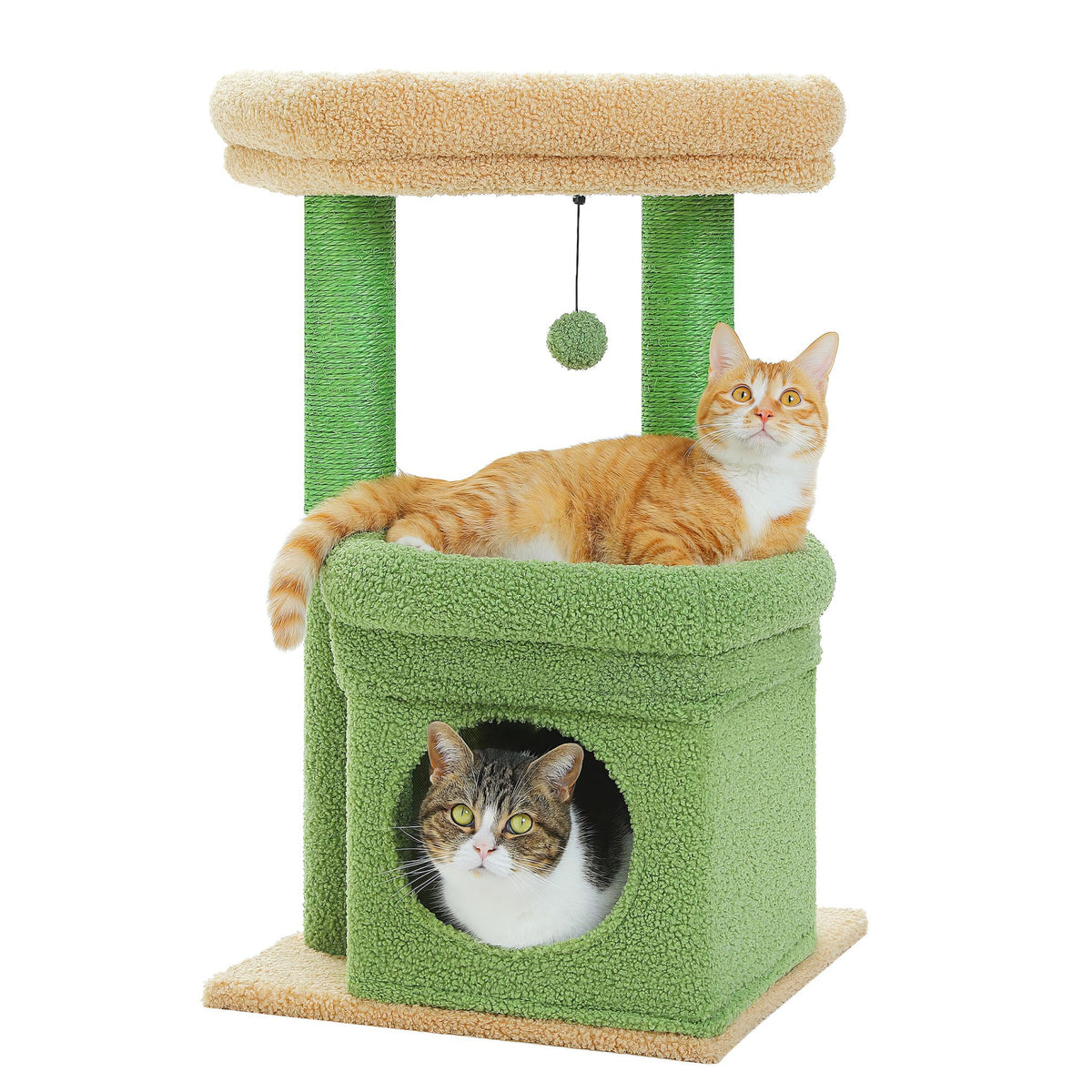 Small cat tree with cabin Green Cat & Cosy