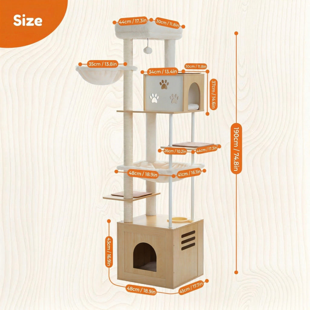 Wooden Cat Tree with Hammock Cat & Cosy