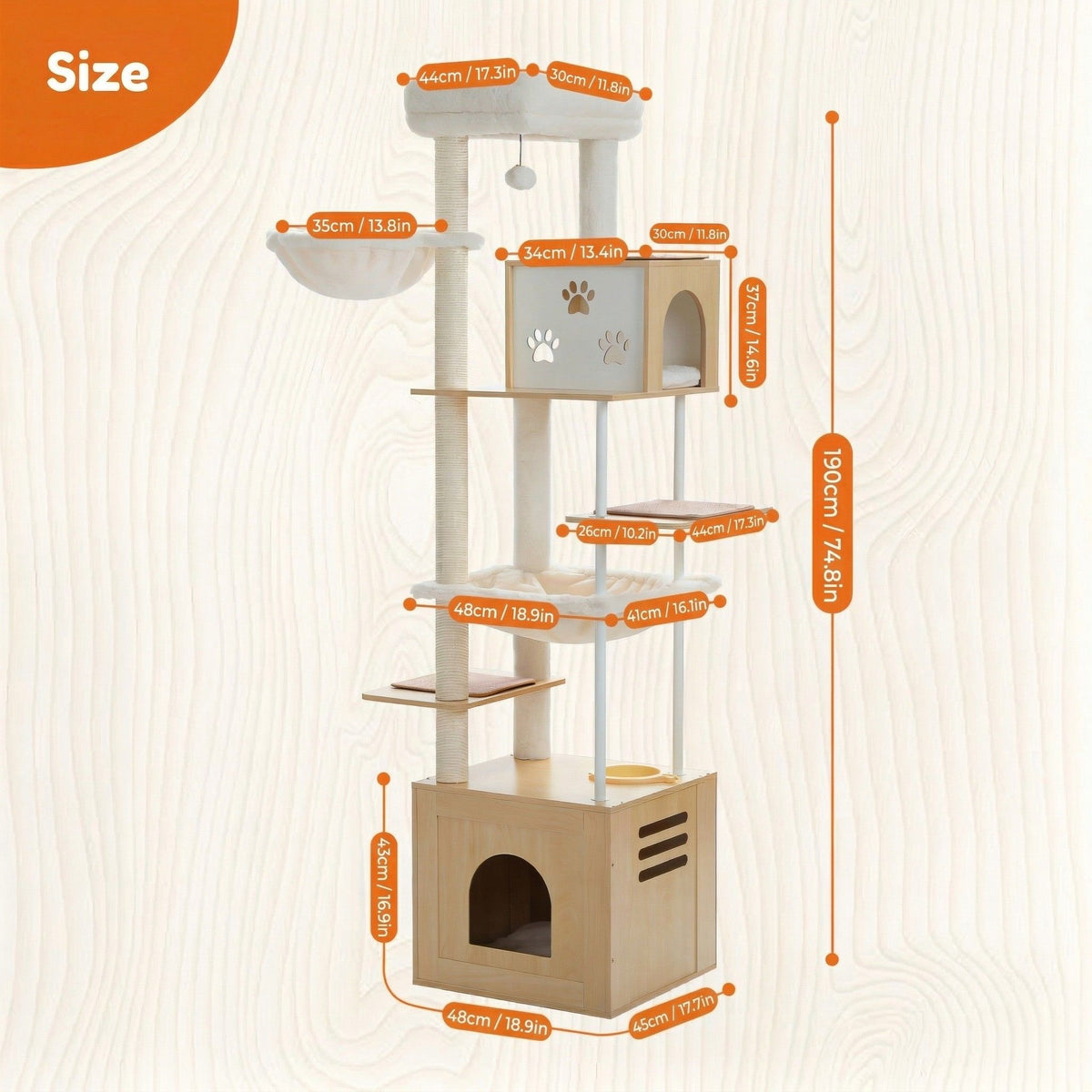 Wooden Cat Tree with Hammock Cat & Cosy