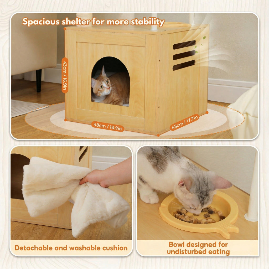 Wooden Cat Tree with Hammock Cat & Cosy