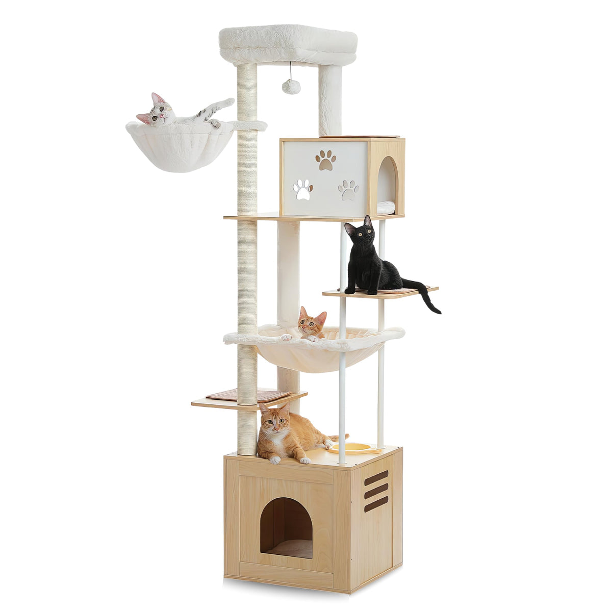 Wooden Cat Tree with Hammock Cat & Cosy