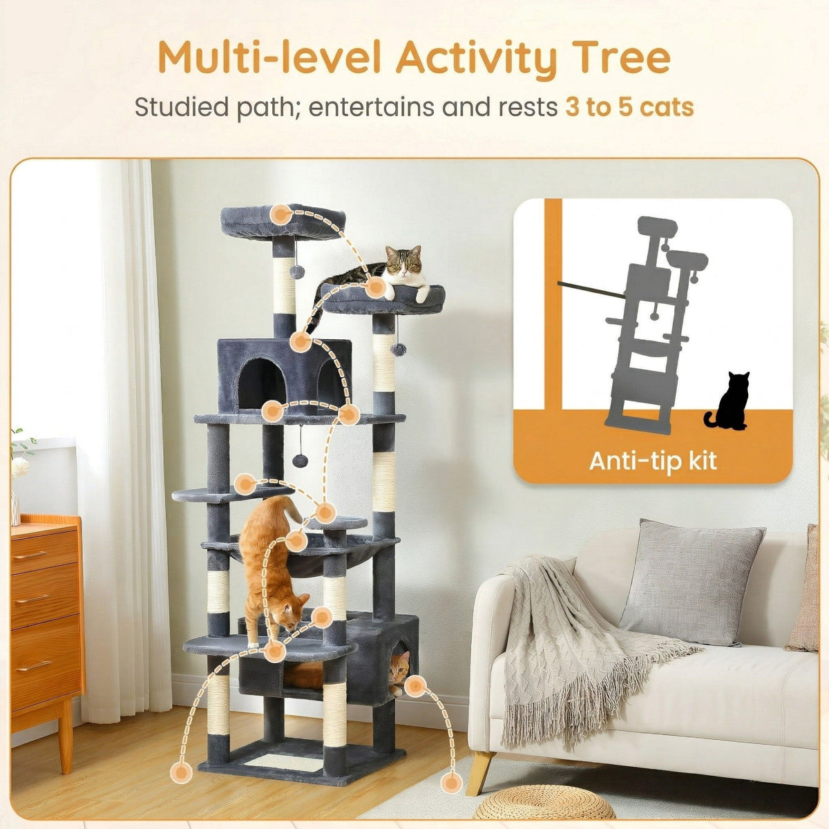 Xxl anthracite cat tree Cat & Cosy