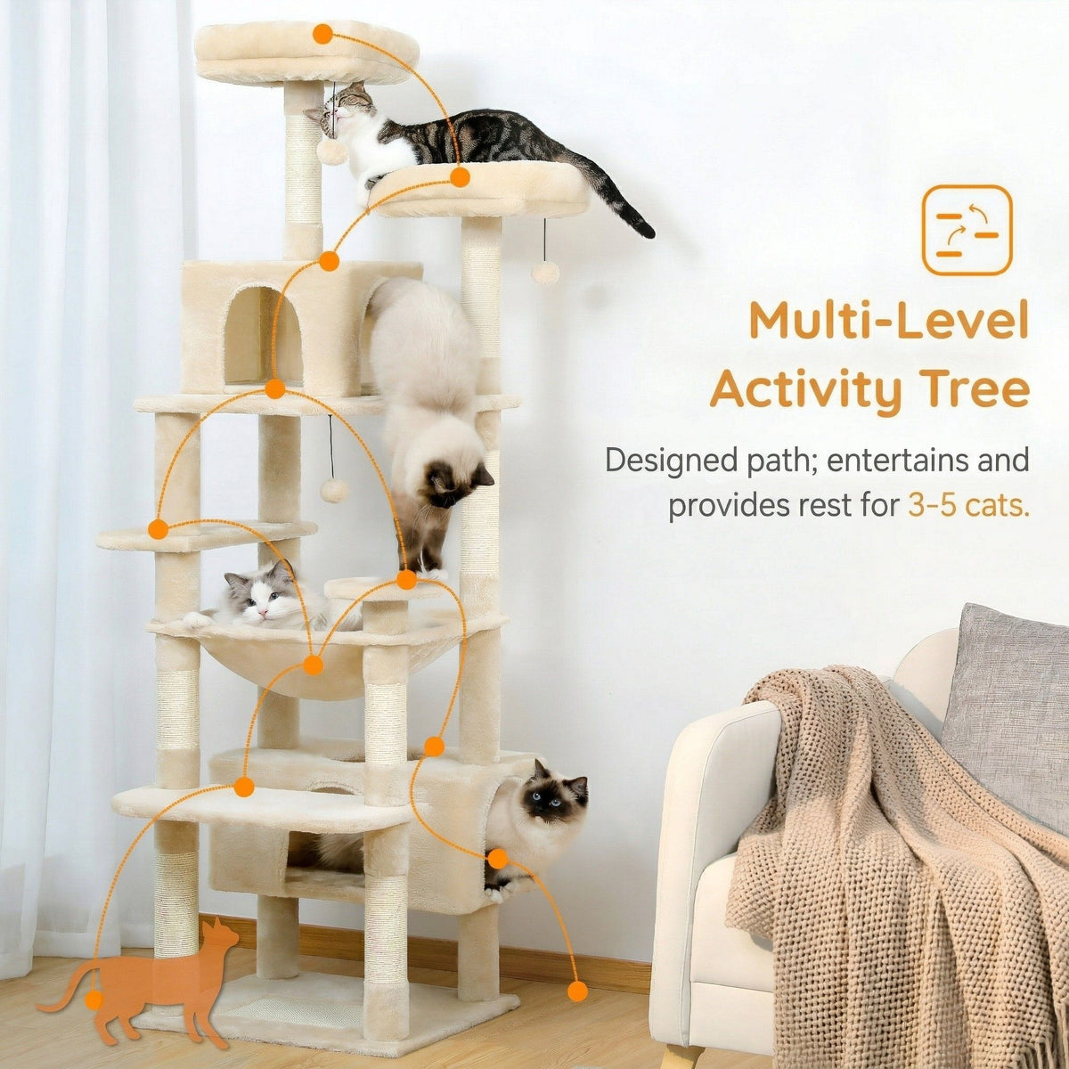 XXL cat tree beige Cat & Cosy