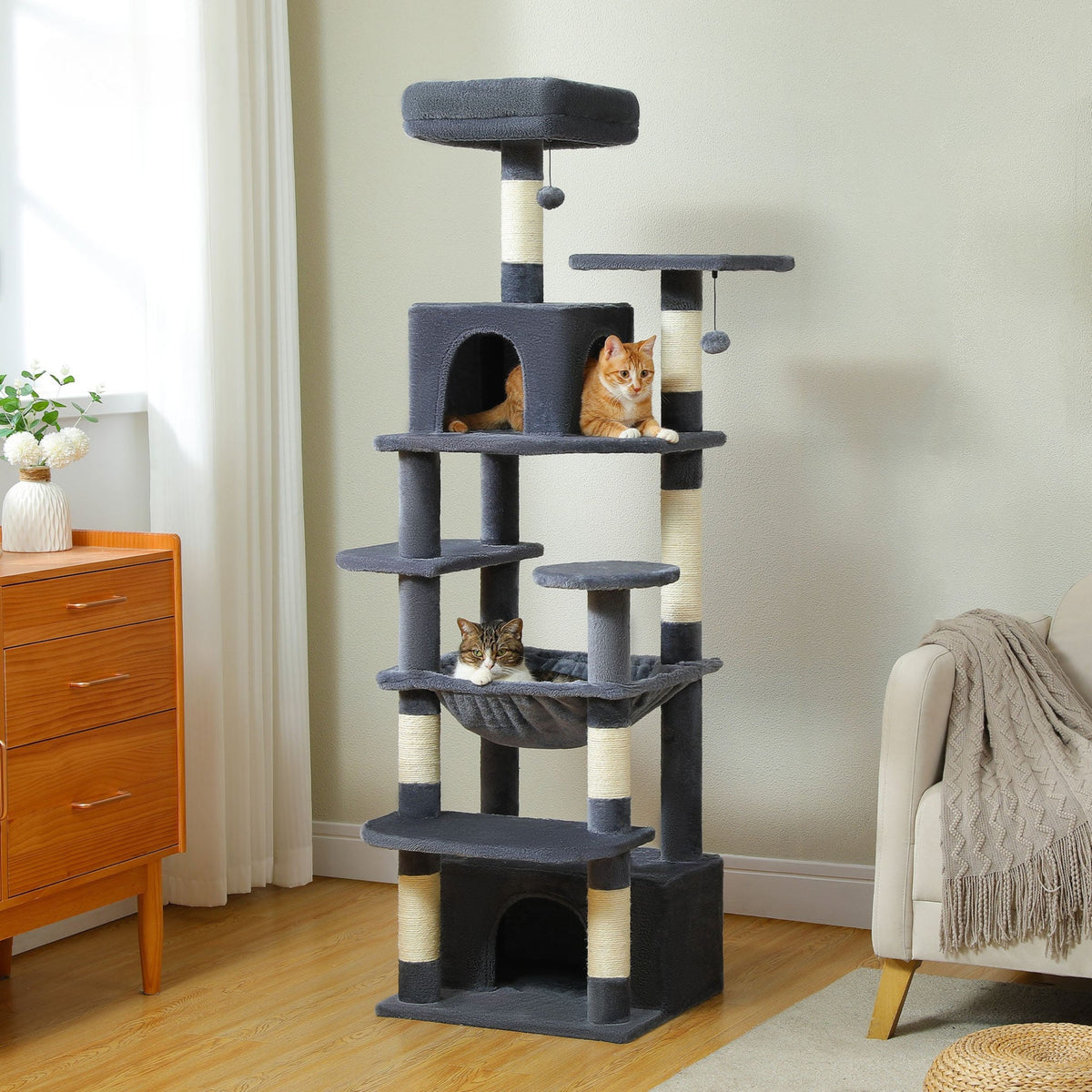 Xxl cat tree with hammock Dark Grey Cat & Cosy
