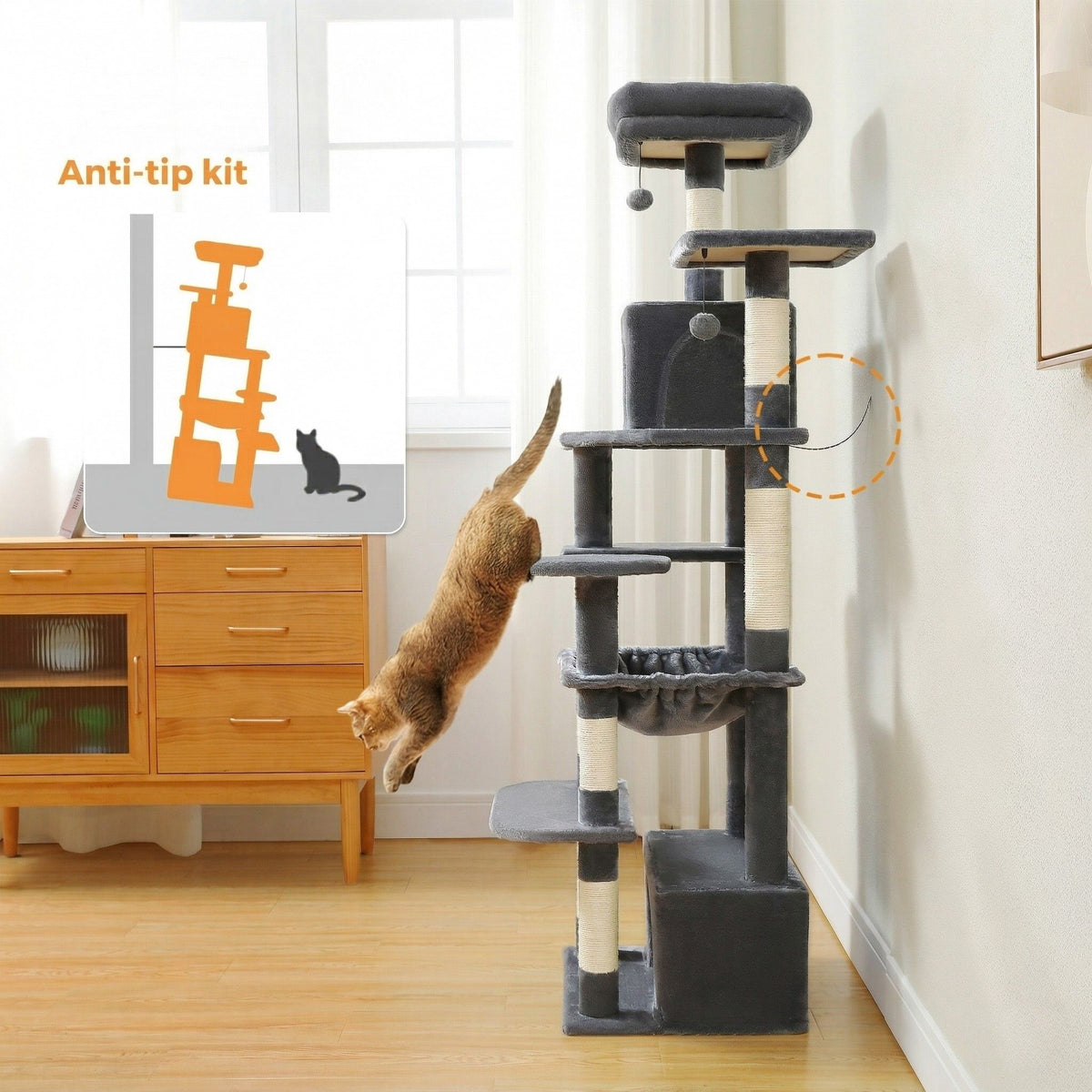 Xxl cat tree with hammock Dark Grey Cat & Cosy